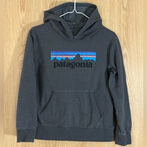 Patagonia Kids Dark Gray Logo Hoodie Sweatshirt
